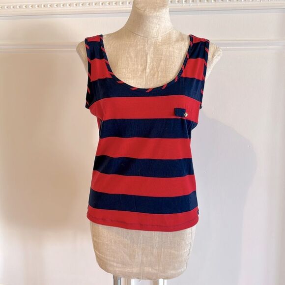 Kenar Nautical Striped Tank w/ Gold Buttons Size Medium - Picture 1 of 8